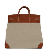 Hermes Birkin HAC 40 Fauve Barenia Faubourg and Ficelle Toile Palladium Hardware - Thumbnail View 4