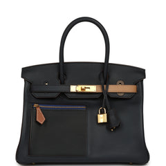 Hermes Colormatic Birkin 30 Bleu Navy, Black, Chai, Etoupe and Gold Swift Gold Hardware
