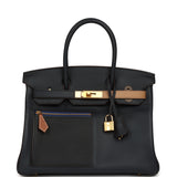 Hermes Colormatic Birkin 30 Bleu Navy, Black, Chai, Etoupe and Gold Swift Gold Hardware - Thumbnail View 1