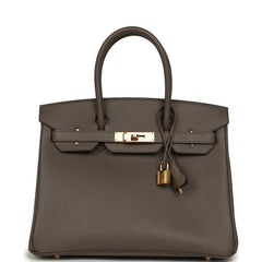 Pre-owned Hermes Birkin 30 Etain Epsom Gold Hardware