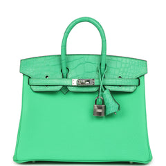 Hermes Birkin 25 Vert Comics Togo and Matte Alligator Touch Palladium Hardware