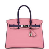 Pre-owned Hermes Special Order (HSS) Birkin 30 Bubblegum Pink, Iris Togo Palladium Hardware - Thumbnail View 1