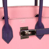 Pre-owned Hermes Special Order (HSS) Birkin 30 Bubblegum Pink, Iris Togo Palladium Hardware - Thumbnail View 7