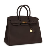 Pre-owned Hermes Birkin 35 Chocolate Togo Gold Hardware - Thumbnail View 2