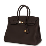Pre-owned Hermes Birkin 35 Chocolate Togo Gold Hardware - Thumbnail View 5