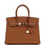 Pre-owned Hermes Birkin 30 Gold Togo Gold Hardware - Thumbnail View 1