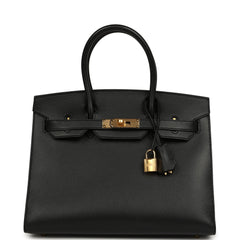 Pre-owned Hermes Birkin Sellier 30 Black Madame Gold Hardware