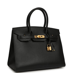 Pre-owned Hermes Birkin Sellier 30 Black Madame Gold Hardware