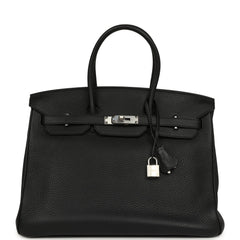 Pre-owned Hermes Birkin 35 Black Togo Palladium Hardware