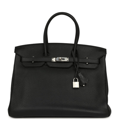 Pre-owned Hermes Birkin 35 Black Togo Palladium Hardware