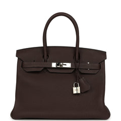 Pre-owned Hermes Birkin 30 Chocolate Togo Palladium Hardware