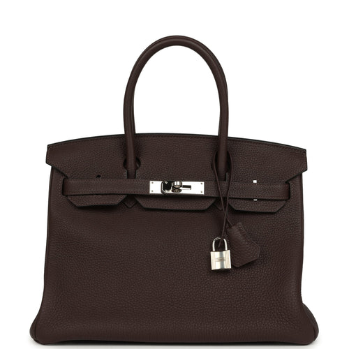 Pre-owned Hermes Birkin 30 Chocolate Togo Palladium Hardware