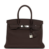 Pre-owned Hermes Birkin 30 Chocolate Togo Palladium Hardware - Thumbnail View 1