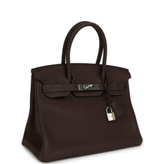 Pre-owned Hermes Birkin 30 Chocolate Togo Palladium Hardware
