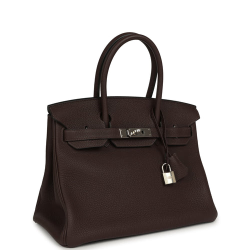 Pre-owned Hermes Birkin 30 Chocolate Togo Palladium Hardware