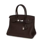 Pre-owned Hermes Birkin 30 Chocolate Togo Palladium Hardware - Thumbnail View 5