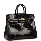 Hermes Birkin 25 Prunoir Shiny Niloticus Crocodile Gold Hardware - Thumbnail View 2