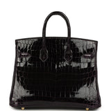 Hermes Birkin 25 Prunoir Shiny Niloticus Crocodile Gold Hardware - Thumbnail View 4
