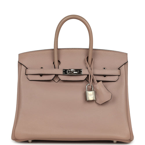 Pre-owned Hermes Birkin 25 Glycine Evercolor Palladium Hardware