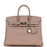 Pre-owned Hermes Birkin 25 Glycine Evercolor Palladium Hardware - Thumbnail View 1