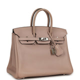 Pre-owned Hermes Birkin 25 Glycine Evercolor Palladium Hardware - Thumbnail View 2