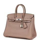 Pre-owned Hermes Birkin 25 Glycine Evercolor Palladium Hardware - Thumbnail View 5