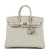 Hermes Birkin 25 Gris Perle Ostrich Gold Hardware - Thumbnail View 1