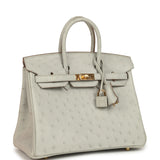 Hermes Birkin 25 Gris Perle Ostrich Gold Hardware - Thumbnail View 2
