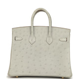 Hermes Birkin 25 Gris Perle Ostrich Gold Hardware - Thumbnail View 4
