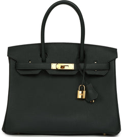 Pre-owned Hermes Birkin 30 Vert Fonce Togo Gold Hardware