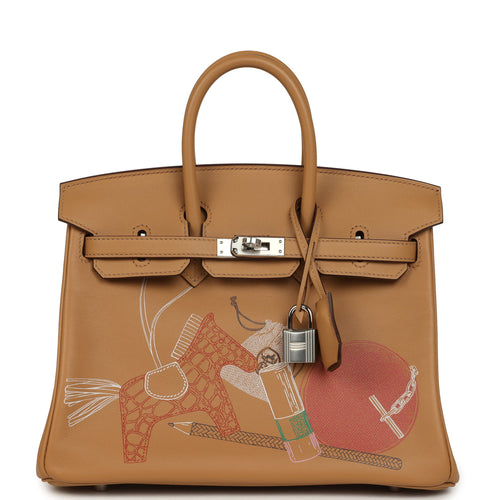 Hermes Birkin 25 "In & Out" Biscuit Swift Palladium Hardware