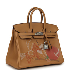 Hermes Birkin 25 "In & Out" Biscuit Swift Palladium Hardware