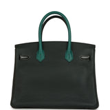 Pre-owned Hermes "Patchwork" Birkin 30 Vert Titien, Vert Fonce, Malachite, Emeraude Chevre Mysore, Clemence, Shiny Porosus Crocodile, Epsom, Swift, Box Palladium Hardware - Thumbnail View 4
