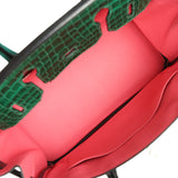 Pre-owned Hermes "Patchwork" Birkin 30 Vert Titien, Vert Fonce, Malachite, Emeraude Chevre Mysore, Clemence, Shiny Porosus Crocodile, Epsom, Swift, Box Palladium Hardware - Thumbnail View 8
