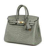 Hermes Birkin 25 Gris Ciment Matte Porosus Crocodile Gold Hardware - Thumbnail View 5