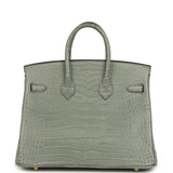 Hermes Birkin 25 Gris Ciment Matte Porosus Crocodile Gold Hardware - Thumbnail View 4