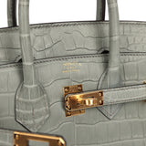 Hermes Birkin 25 Gris Ciment Matte Porosus Crocodile Gold Hardware - Thumbnail View 7