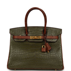 Pre-owned Hermes Special Order (HSS) Birkin 30 Canopee, Gold Matte Alligator Brushed Gold Hardware