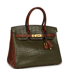 Pre-owned Hermes Special Order (HSS) Birkin 30 Canopee, Gold Matte Alligator Brushed Gold Hardware