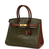 Pre-owned Hermes Special Order (HSS) Birkin 30 Canopee, Gold Matte Alligator Brushed Gold Hardware - Thumbnail View 5