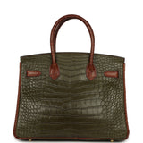 Pre-owned Hermes Special Order (HSS) Birkin 30 Canopee, Gold Matte Alligator Brushed Gold Hardware - Thumbnail View 4