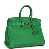 Pre-owned Hermes Birkin Ghillies 30 Bambou Togo, Swift Palladium Hardware - Thumbnail View 2