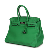 Pre-owned Hermes Birkin Ghillies 30 Bambou Togo, Swift Palladium Hardware - Thumbnail View 5