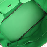 Pre-owned Hermes Birkin Ghillies 30 Bambou Togo, Swift Palladium Hardware - Thumbnail View 9