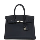 Pre-owned Hermes Birkin 30 Bleu Nuit Togo Palladium Hardware - Thumbnail View 1