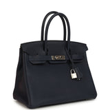 Pre-owned Hermes Birkin 30 Bleu Nuit Togo Palladium Hardware - Thumbnail View 2