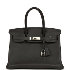 Pre-owned Hermes Birkin 30 Graphite Clemence Palladium Hardware
