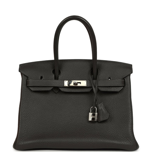 Pre-owned Hermes Birkin 30 Graphite Clemence Palladium Hardware