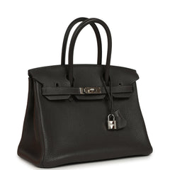 Pre-owned Hermes Birkin 30 Graphite Clemence Palladium Hardware