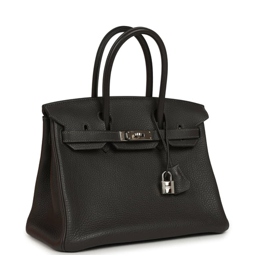 Pre-owned Hermes Birkin 30 Graphite Clemence Palladium Hardware